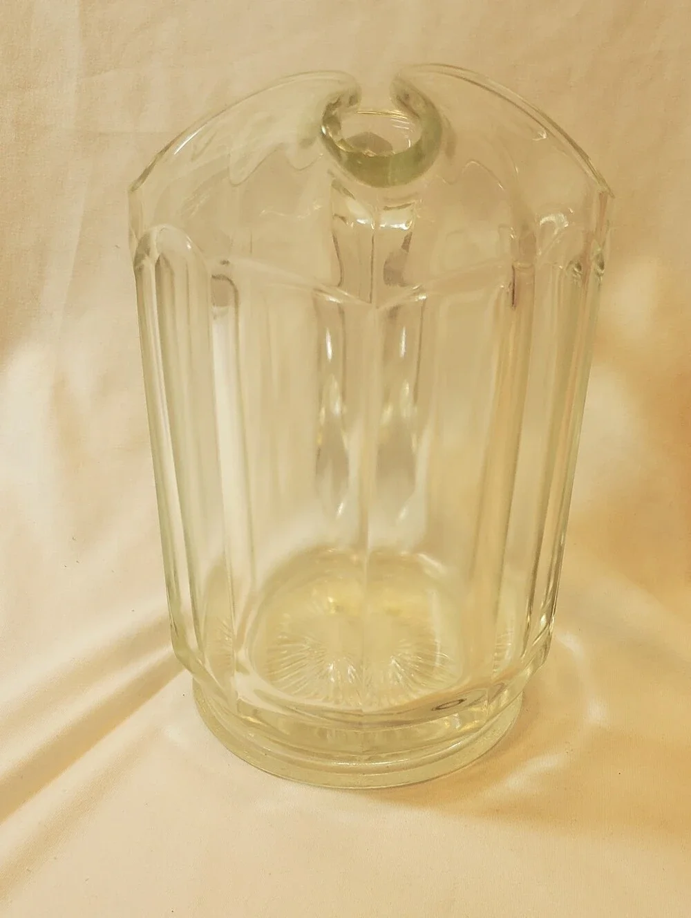 Depression Glass Vtg Clear Glass Panel Pitcher - Classic Beverage Server Ice Lip